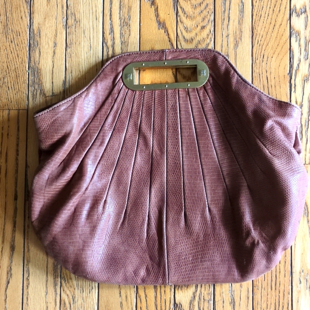BCBGMaxazria brown leather and brass bag